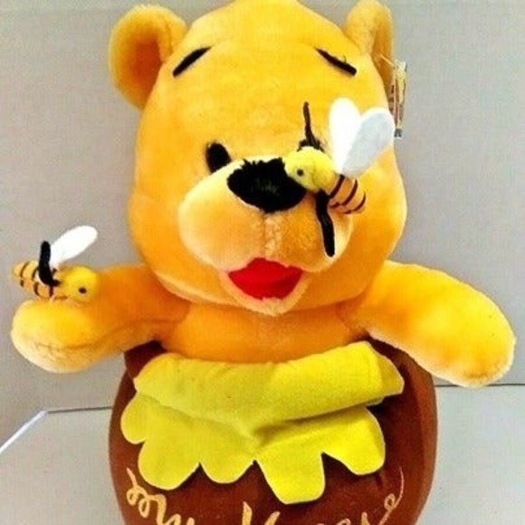 RARE Toy Works Winnie The Pooh 10” Plush MY HONEY Pot & Bee - Picture 1 of 8
